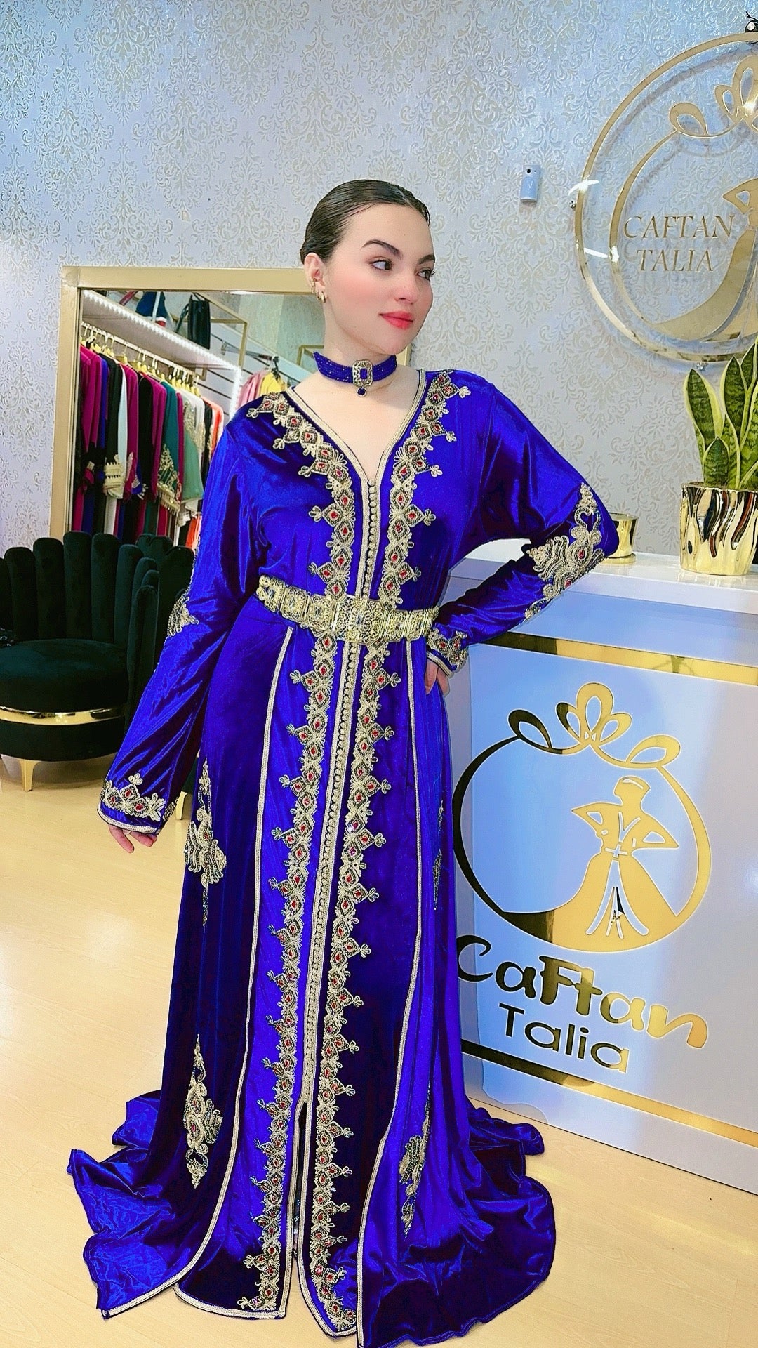 Caftan terciopelo, Caftan tipo vestido , vestido de fiesta marroquí