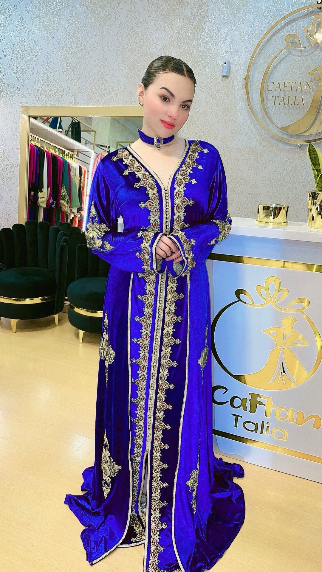 Caftan terciopelo, Caftan tipo vestido , vestido de fiesta marroquí