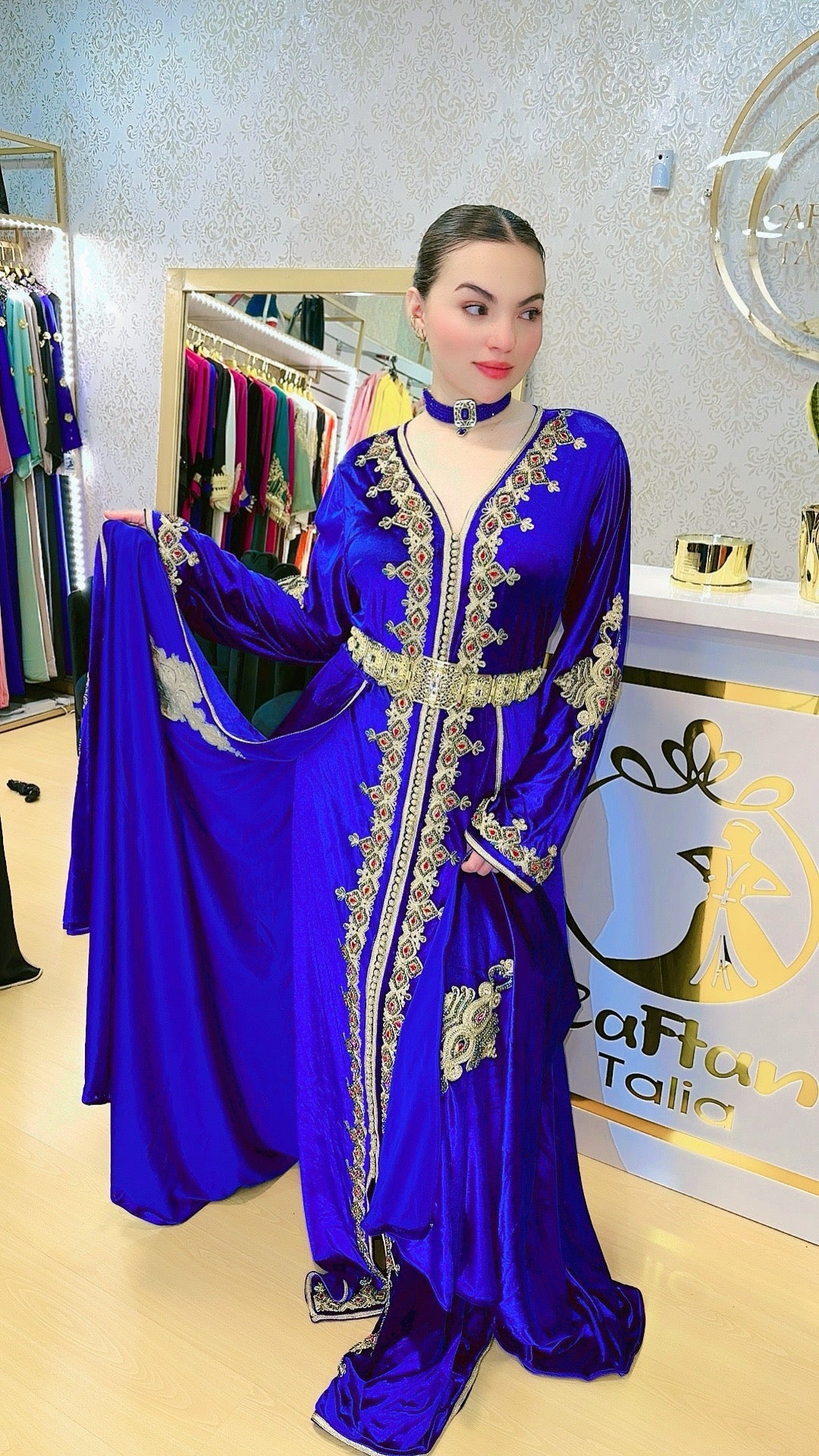 Caftan terciopelo, Caftan tipo vestido , vestido de fiesta marroquí