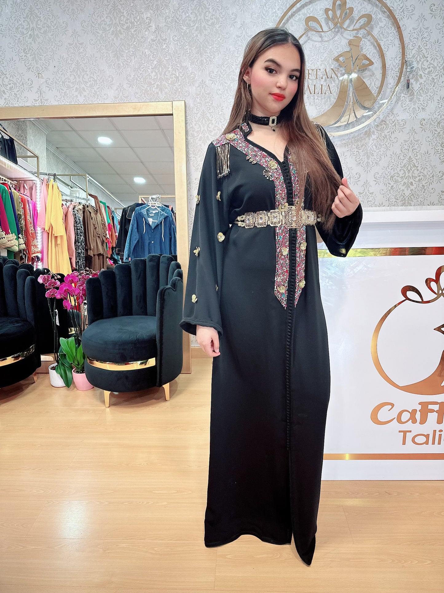 Caftan perlas  , Tekchita  , vestido de fiesta marroquí