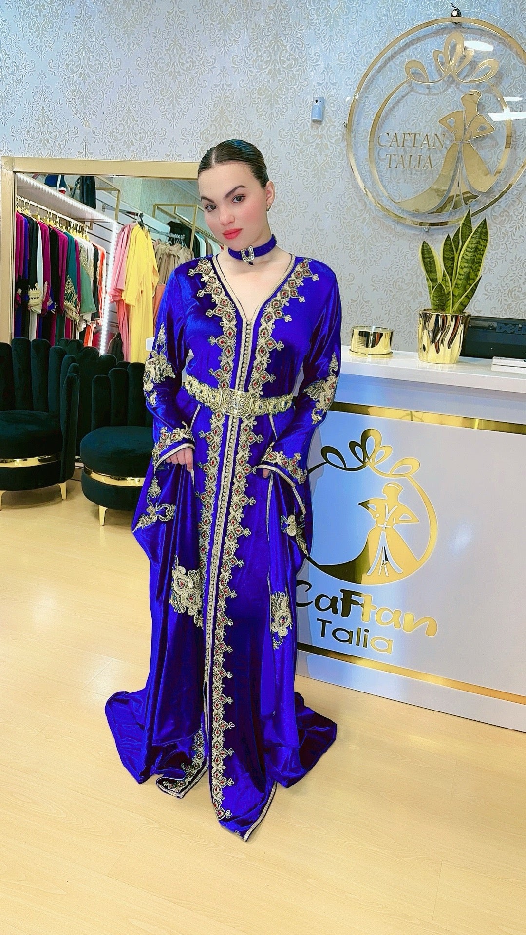 Caftan terciopelo, Caftan tipo vestido , vestido de fiesta marroquí