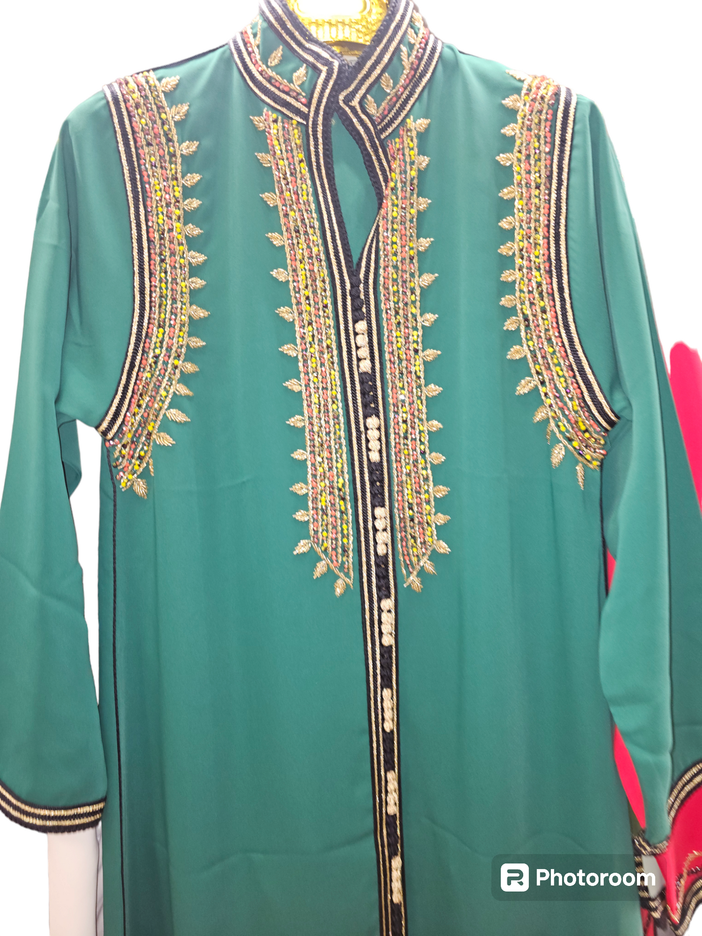 Kaftan  , Caftan con perlas Jalabiya Middle Kaftan Women Eid Muslim Belt Dress