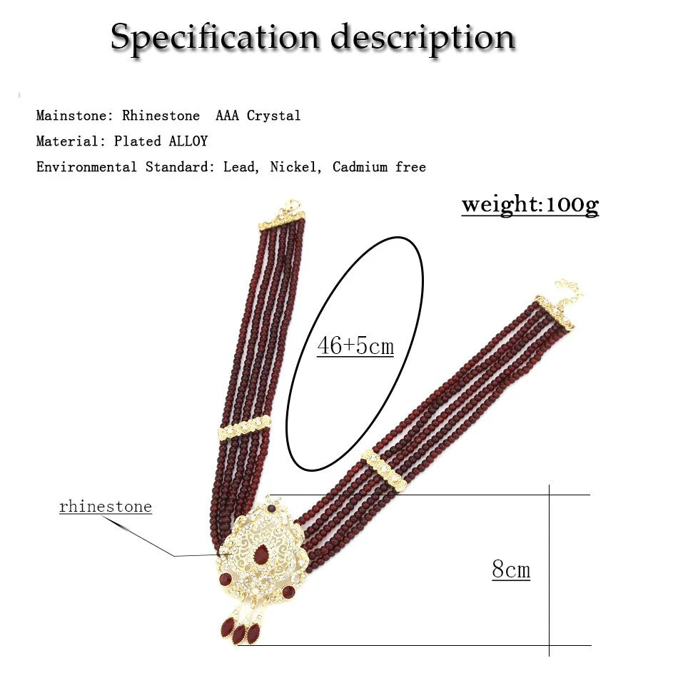 Collar de cuentas de piedra Natural de alta calidad, pendiente de gota, conjunto de joyería de boda para novia de Marruecos, regalo favorito para mujer