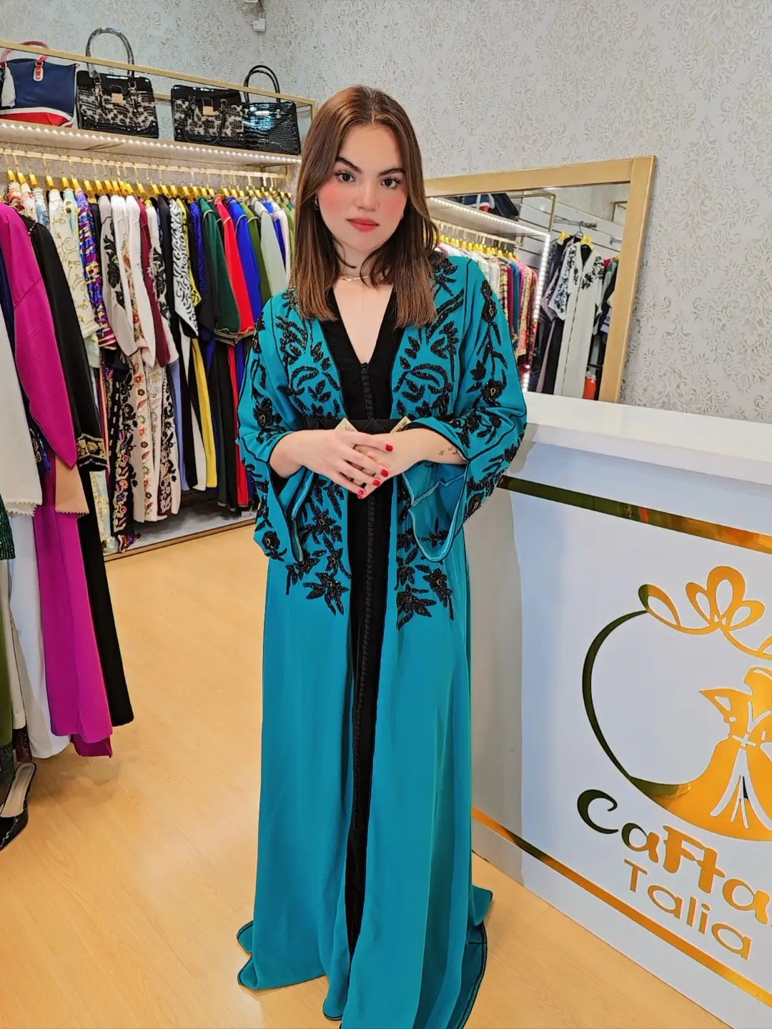 Caftan Radia ,ropa árabe islámica marroqui, , caftán Abaya,Vestido largo musulmán de fiesta Eid