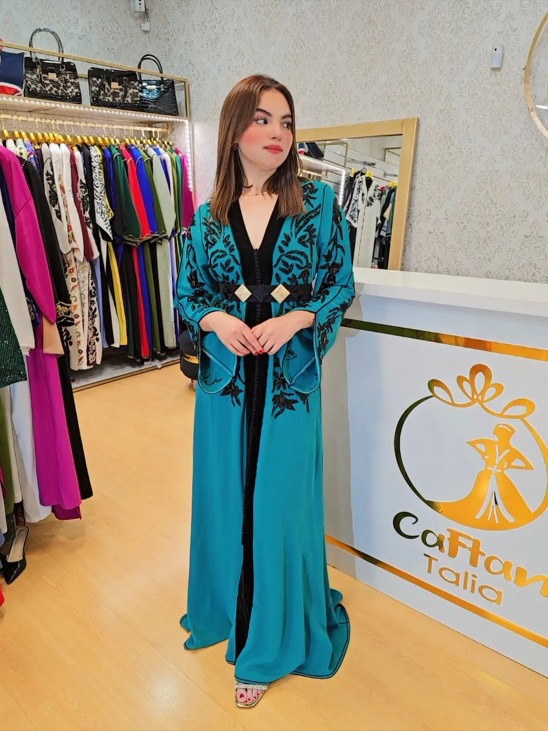 Caftan Radia ,ropa árabe islámica marroqui, , caftán Abaya,Vestido largo musulmán de fiesta Eid