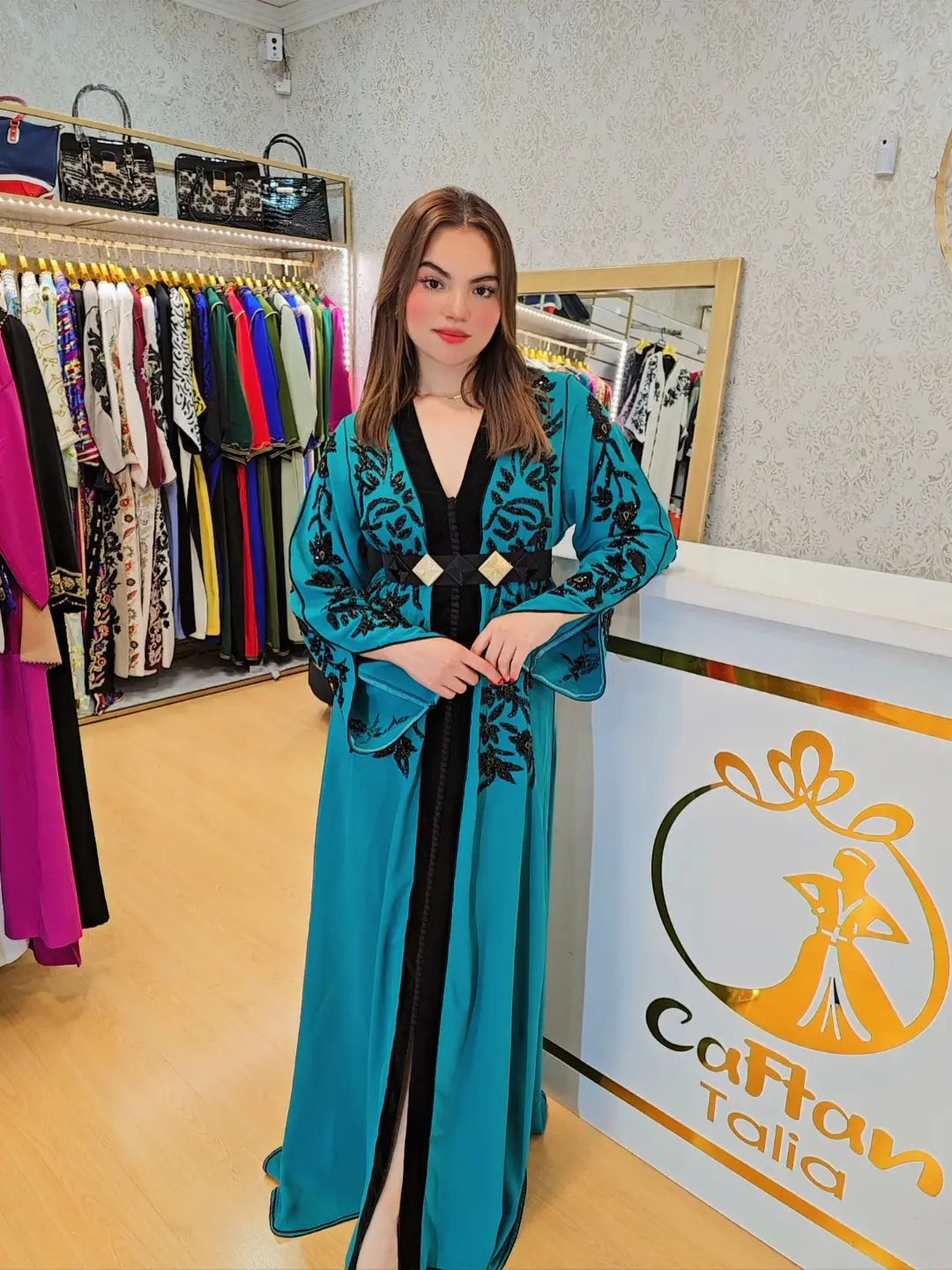 Caftan Radia ,ropa árabe islámica marroqui, , caftán Abaya,Vestido largo musulmán de fiesta Eid